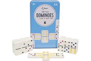 Regal Games Double 6 Dominoes Set for Adults & Kids - Classic Domino Game with 28 Tiles Colored Dots - 2 or 4 Player Games & Ideal for Family Fun Game Night and Travel (Ages 8+)