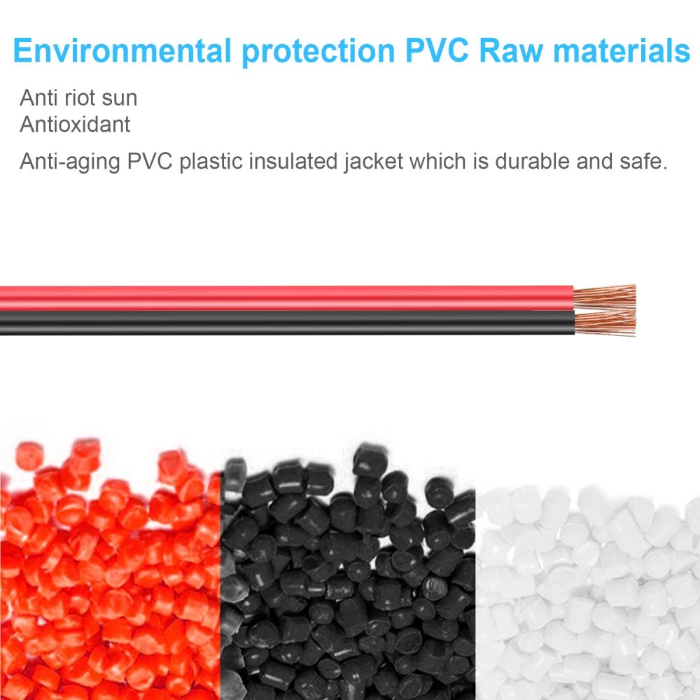 AOTORUA 100FT 14/2 Gauge Red Black Cable Hookup Electrical Wire, 14AWG 2 Conductor 2 Color Flexible Parallel Zip Wire LED Strips Extension Cord 12V/24V DC Cable for LED Ribbon Lamp Tape Lighting: Industrial & Scientific