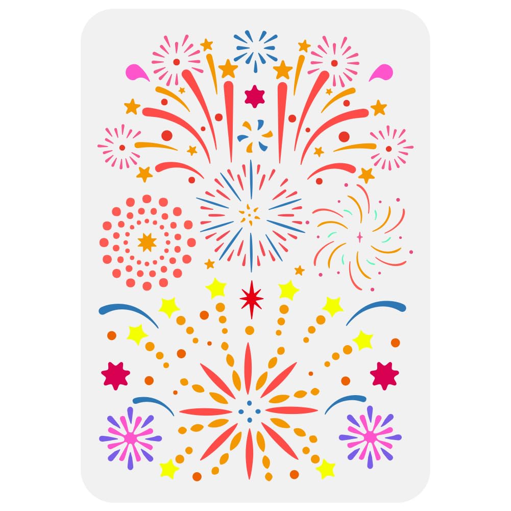 FINGERINSPIRE Fireworks Drawing Stencil 29.7x21cm - Reusable Various Shapes Painting Template for Brilliant Decoration - DIY Tool for Wood, Wall, Fabric, Furniture