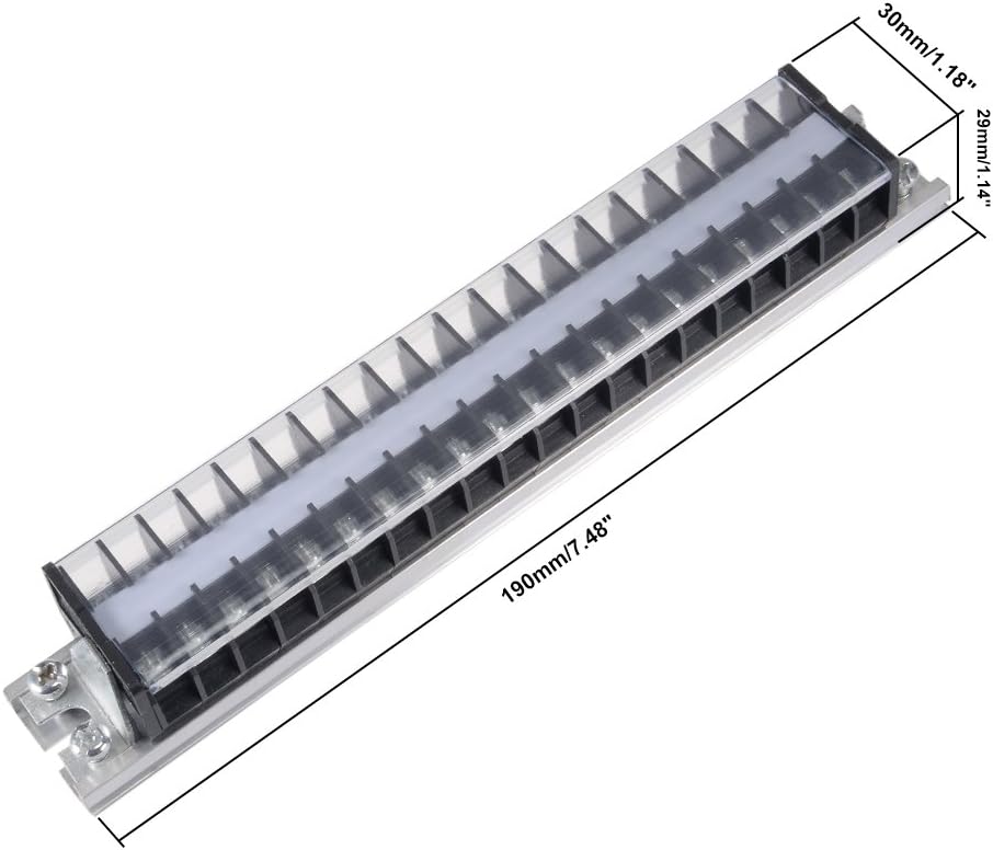 sourcing map Barrier Terminal Strip Block 660V 15A Dual Rows 20P DIN Rail Base Screw Connector, 660V 15A 20P - Image 4