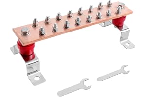 IHYTOON High quality 10 inch Wall Mounted Copper grounding Strip kit, Ground Bus bar Made of Highly Conductive Copper with UL Listed SM40 insulators, Rated for Uimp up to 7.2KV and inhibits Corrosion.(HYT001)