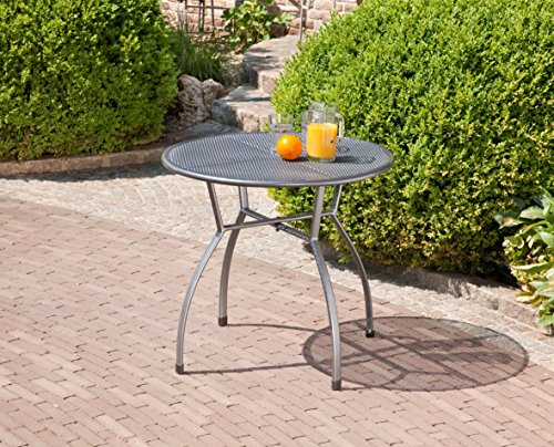 greemotion Gartentisch Toulouse rund, Ø ca. 80 cm, pflegeleichter Tisch aus kunststoffummanteltem Stahl, Esstisch mit Niveauregulierung, eisengrau – Bild 8