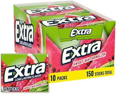 Extra Sweet Watermelon Sugarfree Chewing Gum 10 Packs 15 Sticks Each
