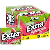 EXTRA Gum Sweet Watermelon Sugarfree Bulk Chewing Gum, 15 Count, 10 Pack | Long Lasting Juicy Watermelon Flavor, Individually Wrapped Packs for Sharing, Great for Fresh Breath at School, Work, Travel