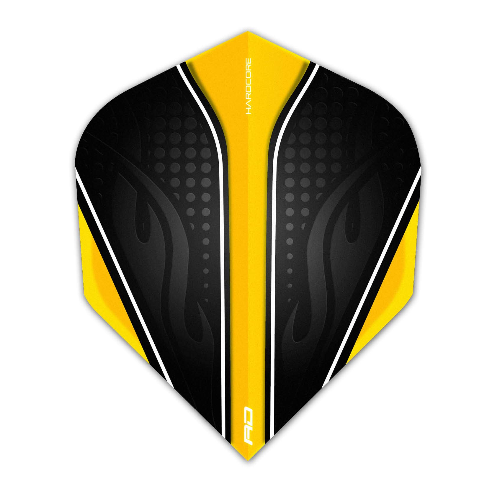 RED DRAGON Hardcore Radical Black & Yellow Extra Thick Standard Dart Flights - 4 sets Per Pack (12 Dart Flights in total)