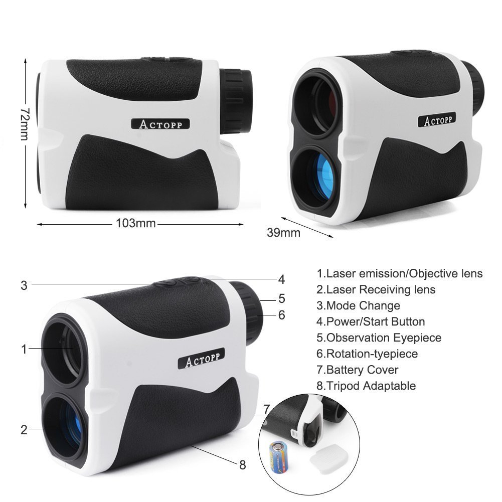 ACTOPP Golf Rangefinder Digital Laser Rangefinder Scope with Golf Scanning Jolt Golf Slope Correction Angle Height Horizontal Distance Measurement Function Perfect for Golf Hunting and Racing (White)