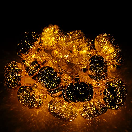 VGOODALL 3D Pumpkin String Lights, 10ft 30 LED Battery Powered Lights with 8 Flicker Modes Remote Control for Halloween, Thanksgiving and DIY Home Mantel Decoration