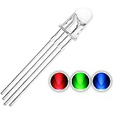 CHANZON 100 pcs 5mm RGB Multicolor LED Diode Lights Common Cathode(Clear Round Transparent 3 Color) 4 pin Bright Lighting Bul