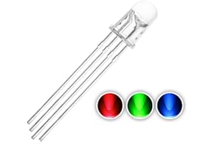 CHANZON 100 pcs 5mm RGB Multicolor LED Diode Lights Common Cathode(Clear Round Transparent 3 Color) 4 pin Bright Lighting Bulb Lamps Electronics Components Indicator Light Emitting Diodes