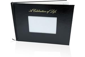 LIFETOO 12" x 8" A Celebration of Life Leather Hardcover Funeral Guest Book with Gold Engraving - Memorial Guest Book for Sign in - 120 Pages, Space for Name, Address, Prayers & Memories