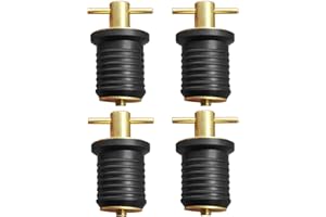 WMJNH Brass T-Handle Drain Plug Fit for 1 Inch Diameter Drains, Marine Boat Accessories Drain Plug Twist and Seal Design, Snap Handle Rubber Drain Plug 4 Pack