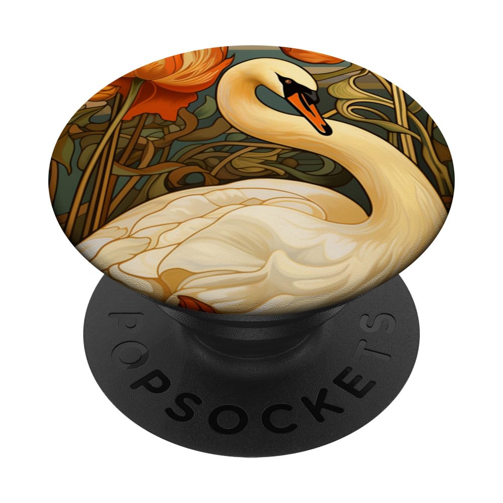 Swan Bird Lovers Art Deco Vintage PopSockets Swappable PopGrip