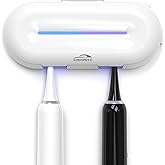 SHGUMITE Toothbrush Holder Sanitizer - Toothbrush Dryer and Cleaner, Wall Mounted Holder with 10000mAh Rechargeable Battery, Triple-Light Cleaning + Rapid Drying System for Bathroom