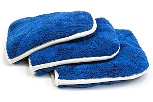 Autofiber Double Flip Microfiber Rinseless Wash Towel - 8 inch x 8 inch - Pack of 3, Blue