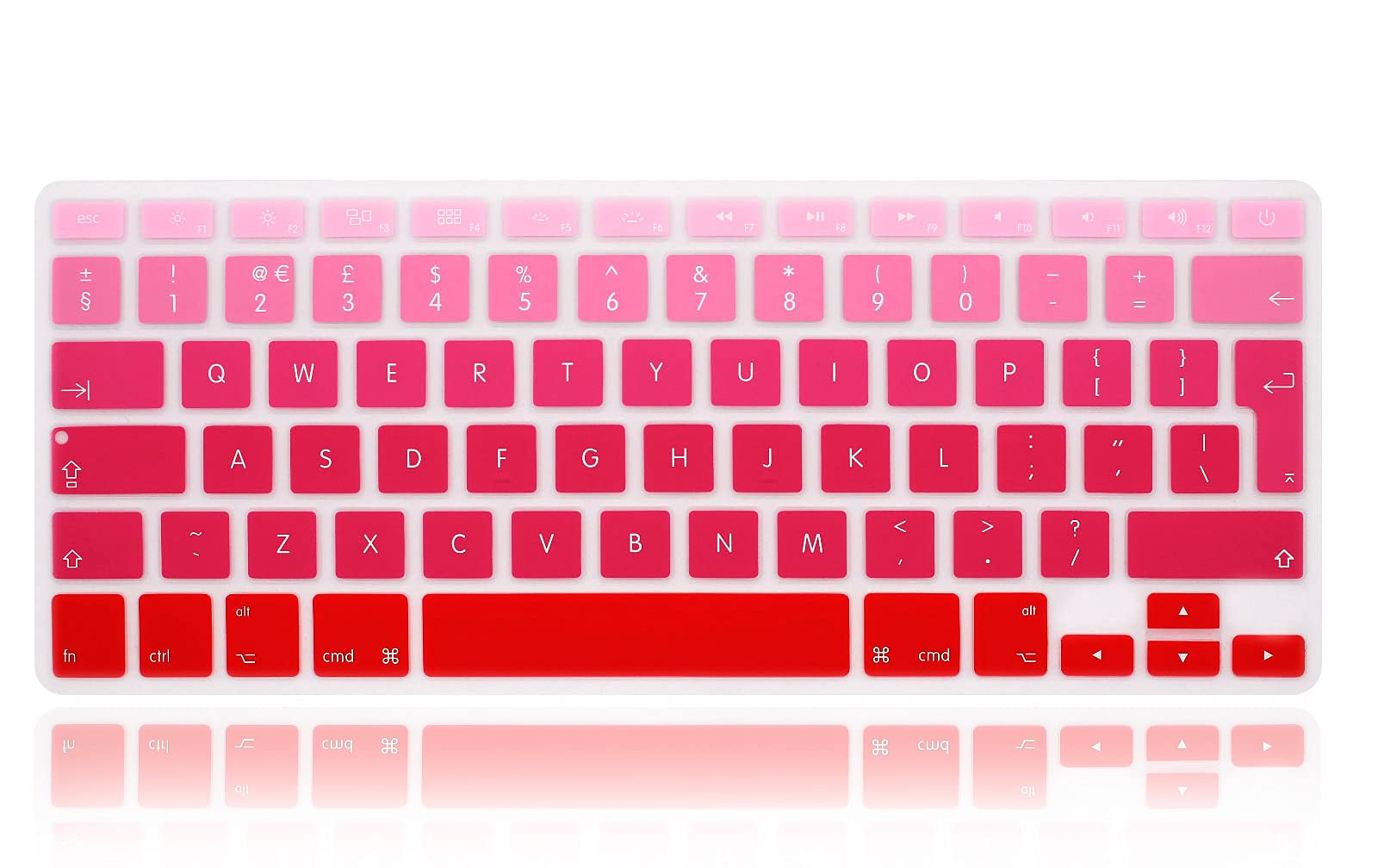 XHLWZR English Language Silicone Keyboard Cover Skin for MacBook Air 13" A1369/A1466,for MacBook Pro 13" 15" 17"(2015 or Older Version),European Layout EU/UK Protective Skin,Gradient Red
