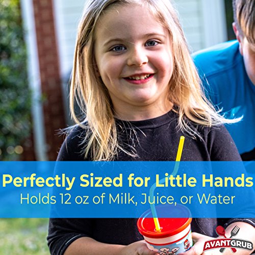 Leakproof 12oz Kids Party Cups With Lid and Straw 25Pk. Super Durable