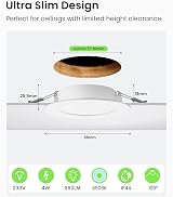 ALUSSO 4W Ultra Slim LED Downlights IP44 6500K Cool White 6 Pack view 2
