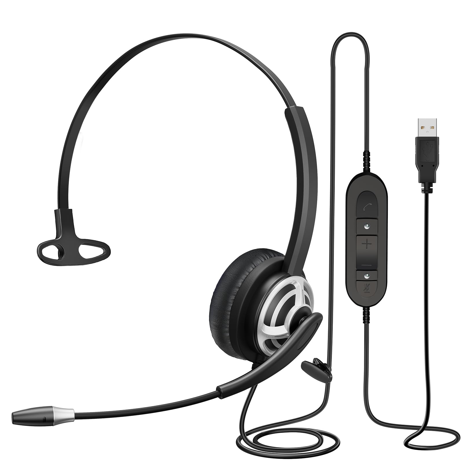 MAIRDI USB Headset with Microphone for PC, Computer Headset with Mic Noise Canceling for Laptop Teams Zoom Office Call Center Voip Telephone Calls, Dictation Headset for Dragon Naturelly Speaking