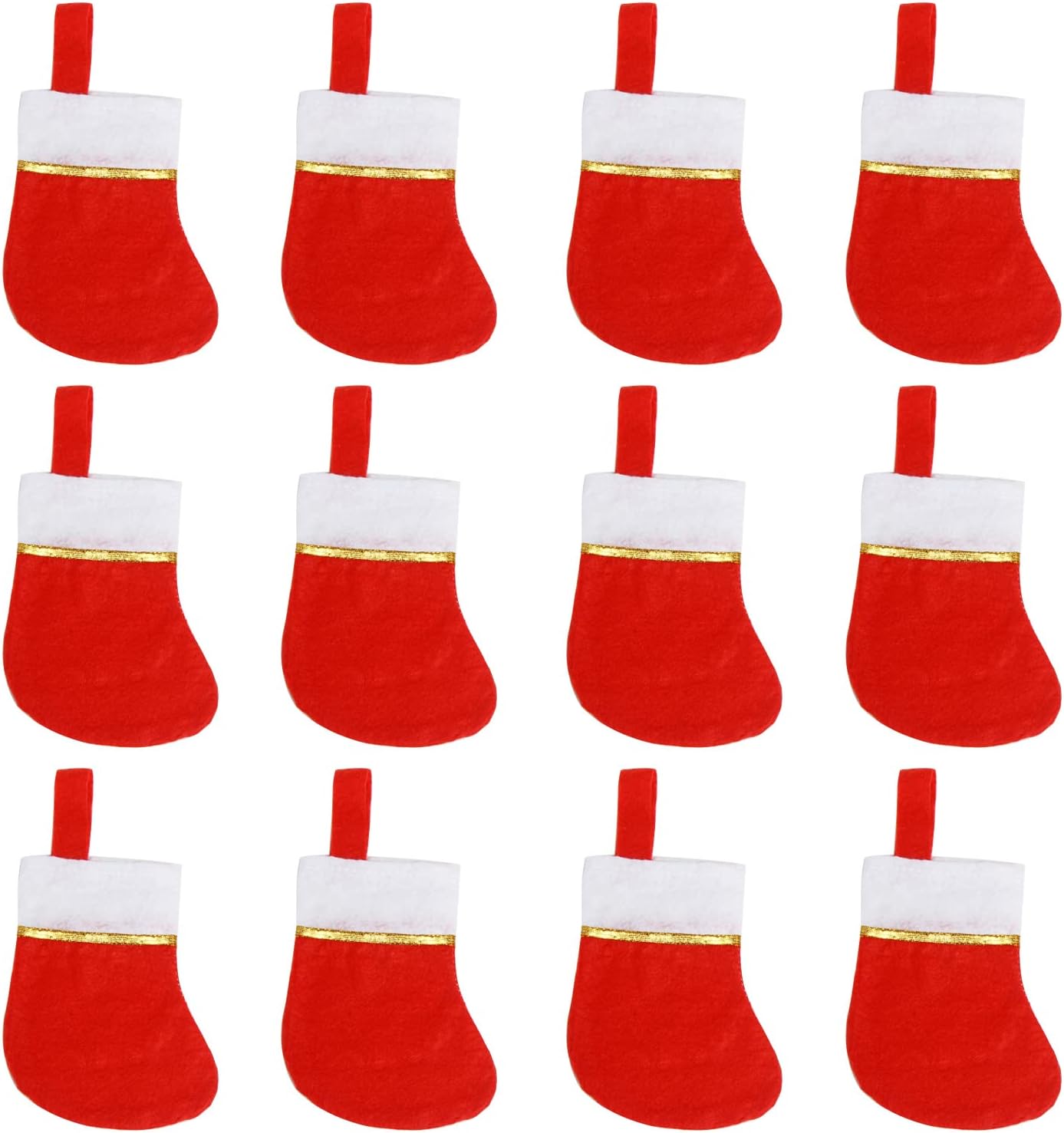Stockings & Holders - FOIMAS 24pcs Mini Christmas Stockings,Red Felt Christmas Stockings Socks Tableware Holder for Christmas Tree Fireplace Table Home Decoration