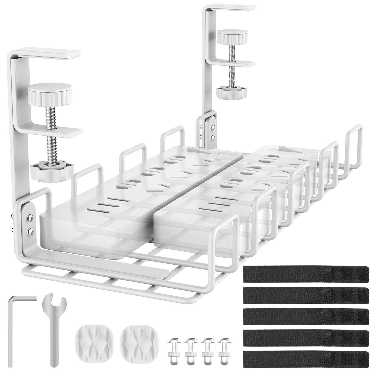 Under Desk Cable Management Tray, L 15.7''W 6.3'' No Drill Steel Desk ...