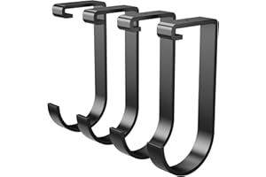 SunsGrove Heavy-Duty 4-Pack Overhead Garage Ceiling Storage Hooks, Add-On Storage Flat Hook Accessory for Hanging Bikes and More, Supports Up to 53lbs