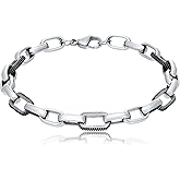 Metro Jewelry Stainless Steel Thick Bracelet for Men with Black Ion Plating - 9 Inches Long 8 mm Wide with Lobster Claw