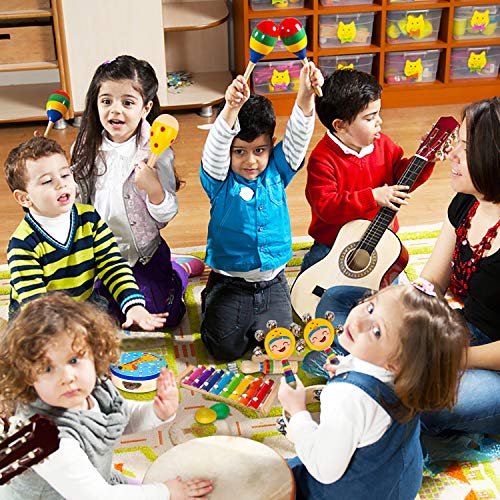 Kids Percussion Musical Instruments Toys - 26 Pcs 17 Types Wooden Instruments with Storage Bag Tambourine Xylophone Egg Maracas for Preschool Education Early Music - Thumbnail 6