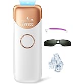 Laser Hair Removal with 5℃ Ice Cooling, Ubroo Painless IPL Laser Hair Removal Device 3 In 1 At Home Hair Remover Machine Permanent Hair Removal for Women Men Facial Body Use(Gold)