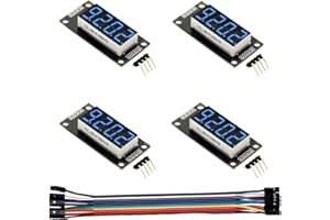 HiEmbedLogic Four Digit 0.36" Digital Display LED Seven Segments Double Dots Module Inbuilt TM1637 Serial Driver Board (Blue Color- 4 pcs)