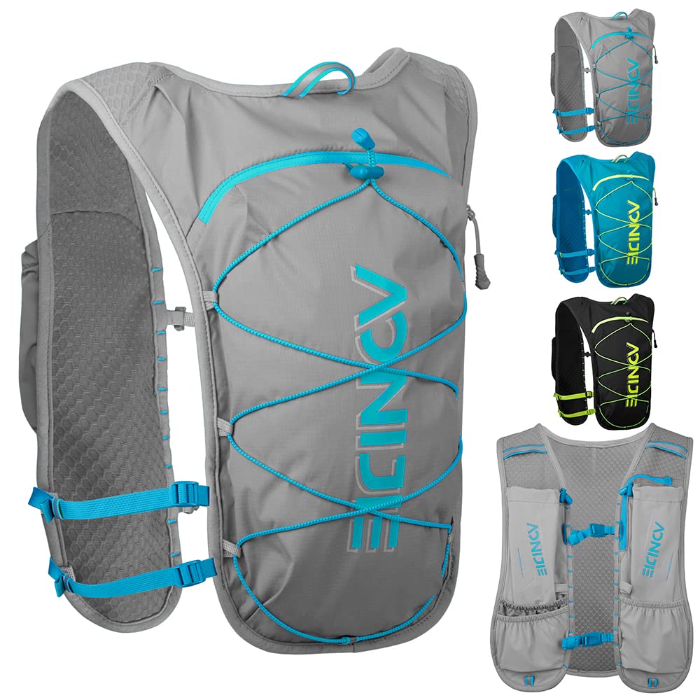 Tyuodna Running Hydration Vest, Lightweight Hydration Backpack Reflective Cycling Rucksack for Women and Men Cycling Running Climbing Hiking Vest Pack (Grey), 42 * 36cm