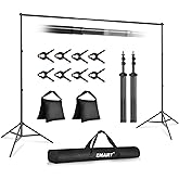 EMART Backdrop Stand 10x7ft(WxH) Photo Studio Adjustable Background Stand Support Kit with 2 Crossbars, 8 Backdrop Clamps, 2 