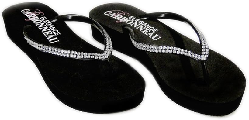 black flip flop heels