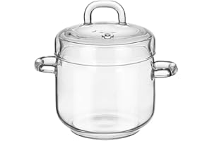 Mini Simmer Pot 350ml Clear Glass Pot with Handle and Lid Heat Resistant Stovetop for Cooking Soup Milk Tea Butter