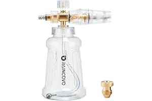 Raincovo Foam Cannon for Pressure Washer, Snow Clear Foam Cannon for Car Wash, Stainless Steel Filter, Adjustable Nozzle with M22 and 1/4 Inch Quick Connect, Additional 1.1 mm Orifice Nozzle