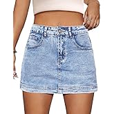 POTILI Denim Skort Women High Waist Mini Jean Skirt for Women Stretch Casual Mini Jean Skort