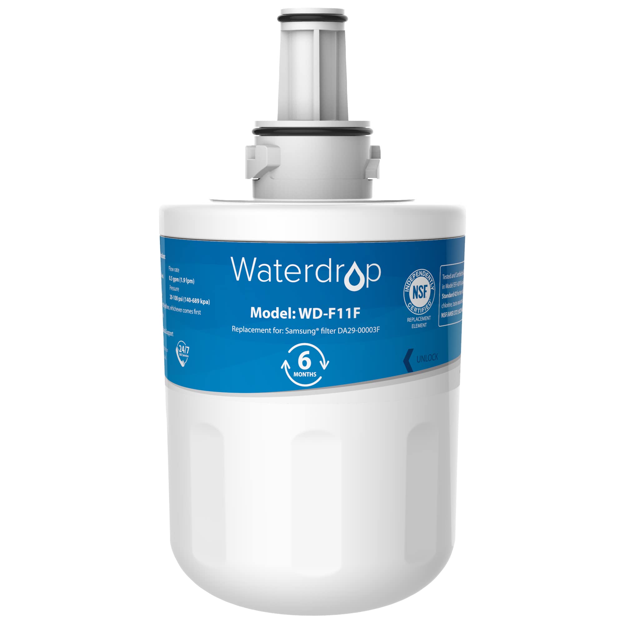 Waterdrop DA29-00003F Fridge Water Filter, Compatible with Samsung® Aqua Pure Plus DA29-00003F, HAFIN1, DA29-00003A, DA29-00003B, DA29-00003A-B, DA61-00159A, DA97-06317A (1)