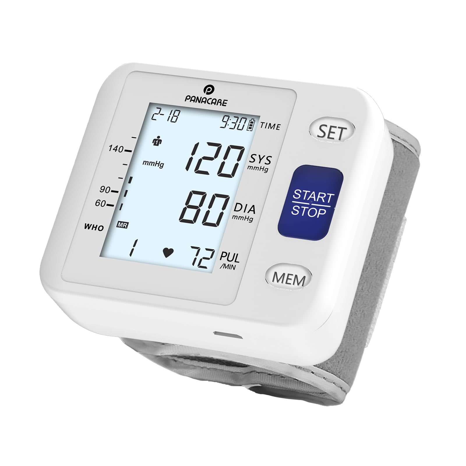 Photo 1 of P PANACARE Wrist Blood Pressure Monitor for Home Use, Large LCD Backlit Display, Portable and Lightweight, 298 Memory Storage for 2 Users with Carrying Case