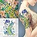 Supperb® Temporary Tattoos - Watercolor Dream of peacock & Blue Flowers