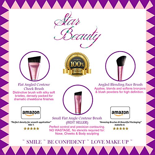 Nose Contour Brush Contouring Makeup Brush Set - Sculpting Blending Real Brush Hair Angled Blush Techniques Dramatic Cheekbones Highlighting Bronzer Palette Powder Concealer Foundation Cream