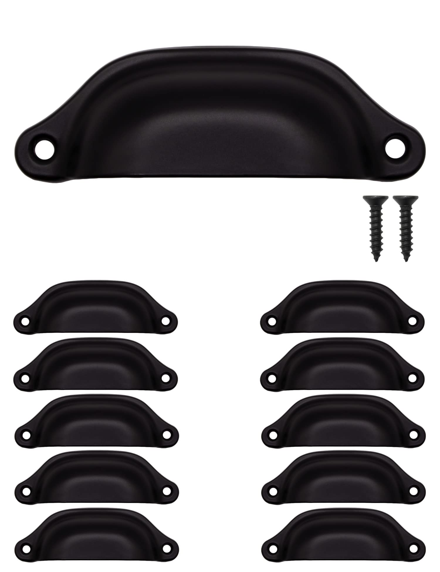 Fuxxer® - Pack of 10 Antique Drawer Handles - Retro Design - Furniture Handles for Sliders, Sideboards, Dressers, Country House Style, 98 x 32 mm, Black,