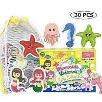 Conquer Baby - (30 Pack) Bath Toys for Girls Toddlers Kids | Foam Animals with Bathtub Toy Organizer | Floating Water Toys Bath Gift Set