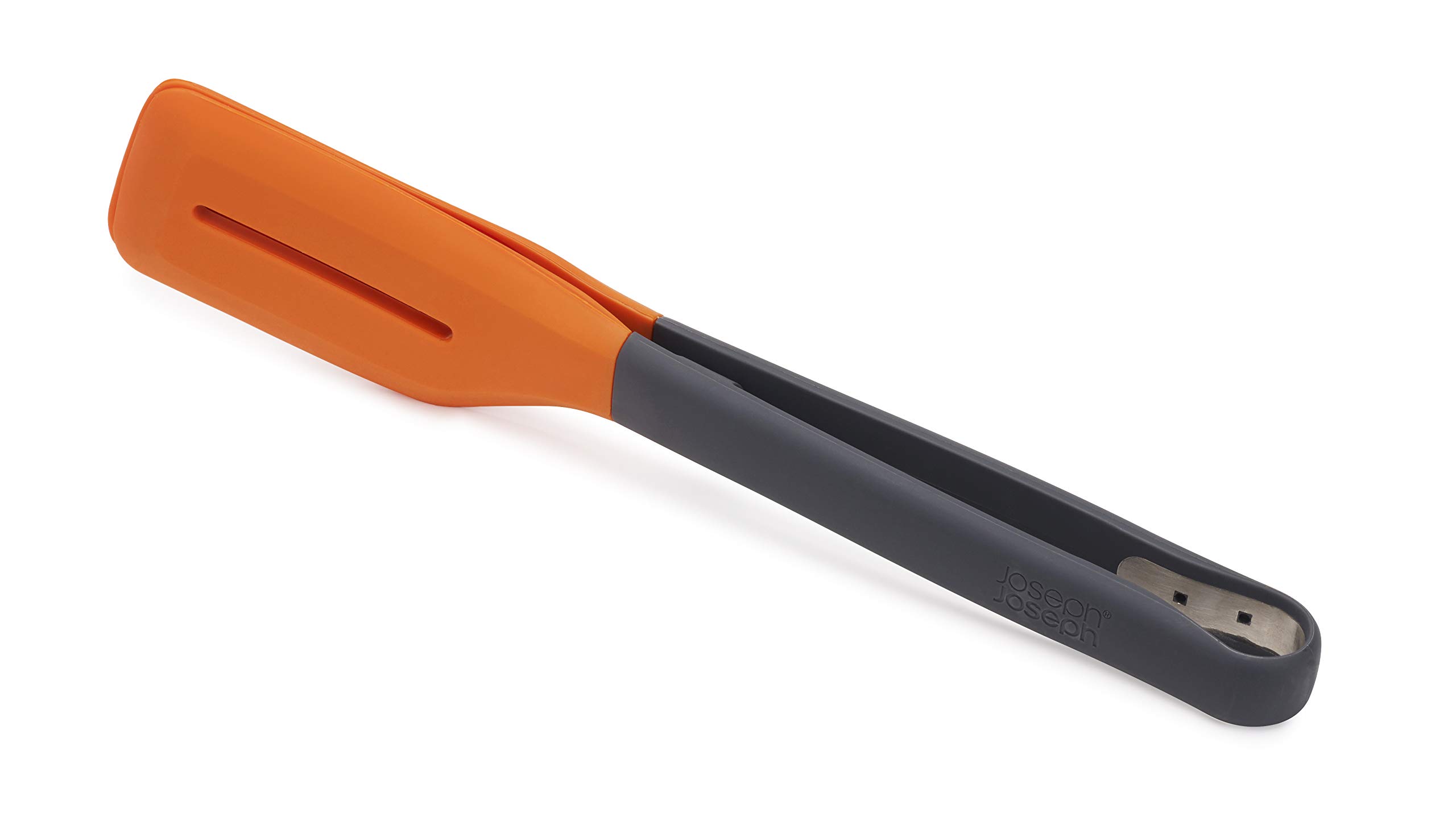 Joseph Joseph Turner Tongs, Ergonomic Silicone Tongs, Locks for Compact Storage, Dishwasher Safe - Grey/Orange