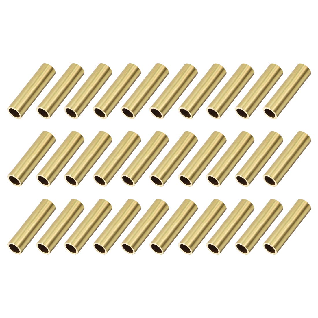 sourcing map Brass Round Tube, 8mm OD 1mm Wall Thickness 30mm Length Seamless Pipe Tubing for DIY Crafts 30 Pcs