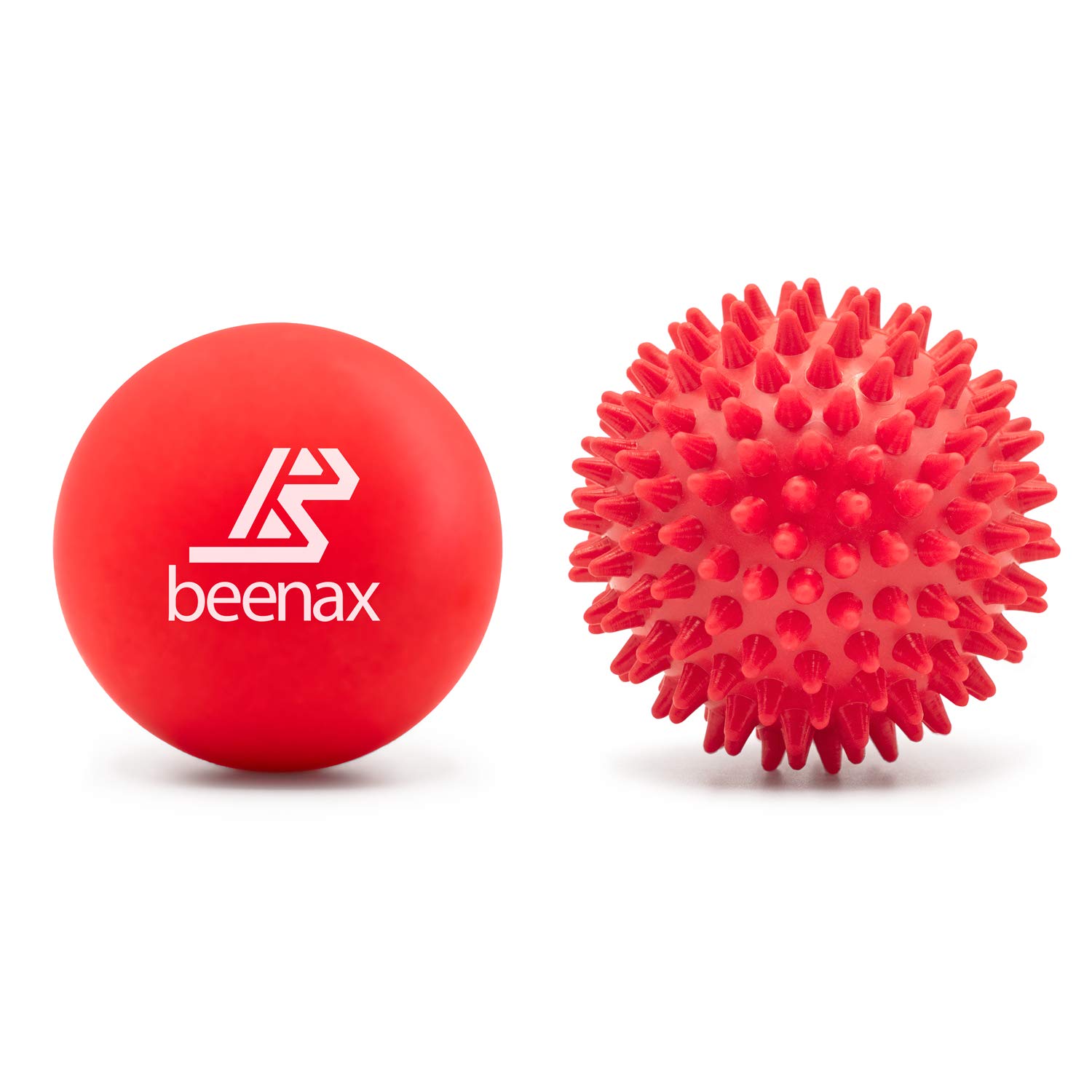 Beenax Lacrosse & Hard Spiky Massage Ball Set - Trigger Point, Myofascial Release, Plantar Fasciitis, Deep Tissue, Muscle Relief, Yoga, Pilates, Physio, Rehab - Relieve Stress and Relax Tight Muscle