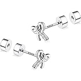 CEROUNO Flat Back Stud Earrings - 925 Sterling Silver Post Flatback Earrings Gold Silver Cubic Zirconia Earrings Studs for Women