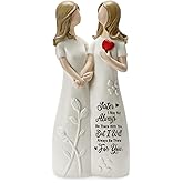 YAHIKI Sister Gift for Women Resin Sister Figurines for Women Bestie Friendship Christmas & Birthday Gift (White)