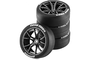 Chanmoo 1/10 RC Drift Tires and Plastic Wheels Rims Rally Racing Tyres 12mm Hex for 1:10 Scale On Road Touring Street Car Tamiya Traxxas HPI KYOSHO XV02 XV01 TT01 TT02 PTG2 A959 4PCS (A Black)