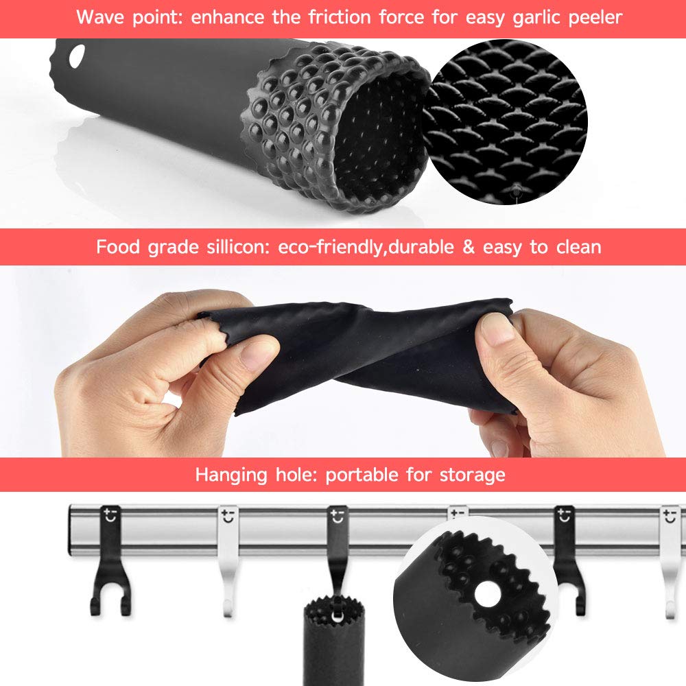 Urbeutyke Garlic Press 304 Steel Stainless Garlic Crusher Professional Grade Manual Garlic Squeezer Masher Tool with 1PC Upgrade Silicon Garlic Peeler