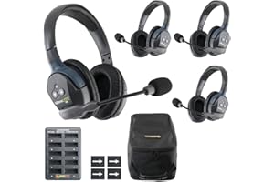 Eartec UL4D Ultralite-HD 4-Person Full Duplex Wireless Intercom Headset Communication System, Dual Ear Headsets, Up to 1000ft Range, U.S. Company