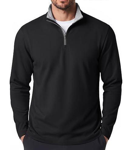 Port Authority Men's Vertical Texture Quarter-Zip Pullover Black